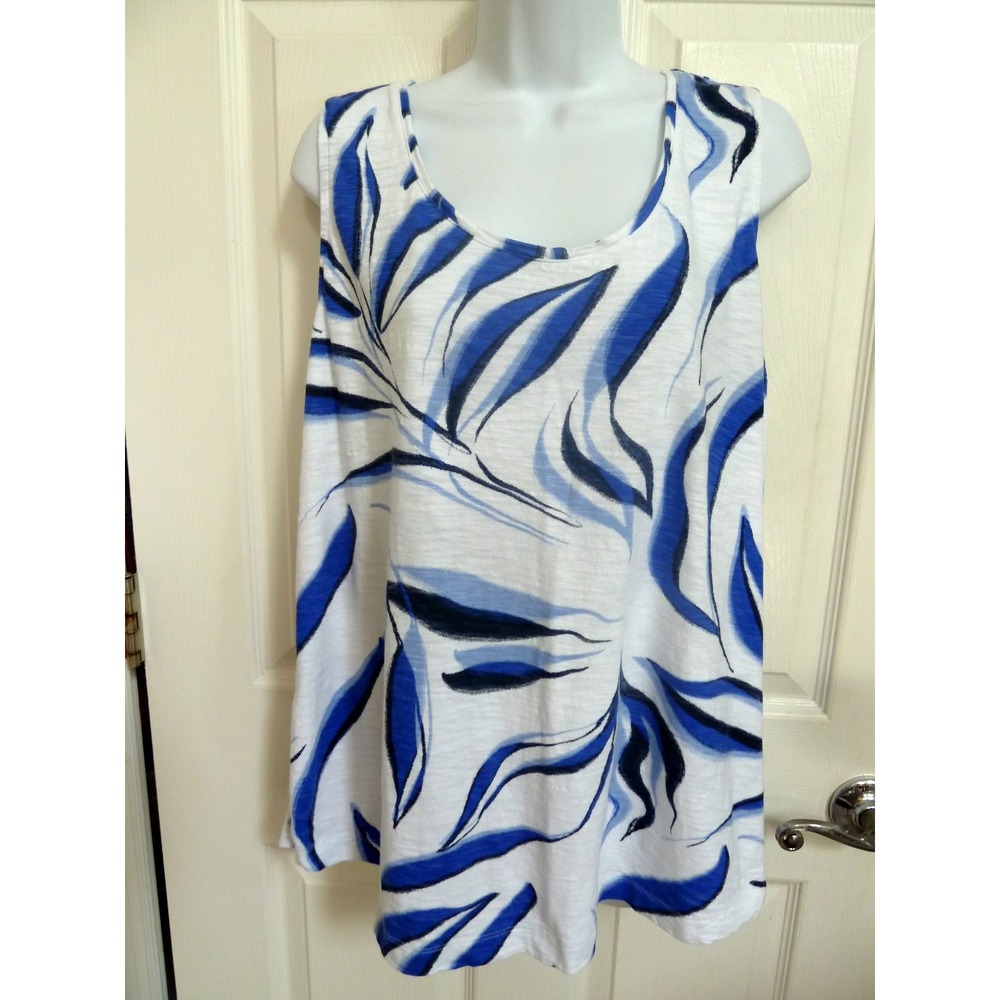 CHICO'S SZ 3=XL Pullover Tank Top Cotton/Modal Abstract Coastal